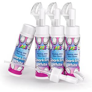 Yass Clean Shoe Cleaner, Water-Free Sneaker Cleaner Foam, White Shoe Cleaner Kit with Brush for Sneaker, Tennis, Leather, Canvas, Golf, Boot, 4 Pack 6.76 Oz