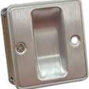 QCAA Solid Brass Sliding Door Pull Passage Door Pocket, Satin Chrome, Made in Taiwan, 1 Pack