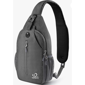 WATERFLY Crossbody Sling Backpack Sling Bag Travel Hiking Chest Bag Daypack Grey