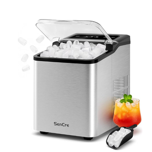 Ice Makers Countertop, 26.5Lbs/24H Ice Machine with 2 Sizes Bullet Ice, 9 Ice Cubes Release in 6 Mins, Self-Cleaning Portable Ice Maker with Ice Scoop and Basket for Home Kitchen Office Bar RV