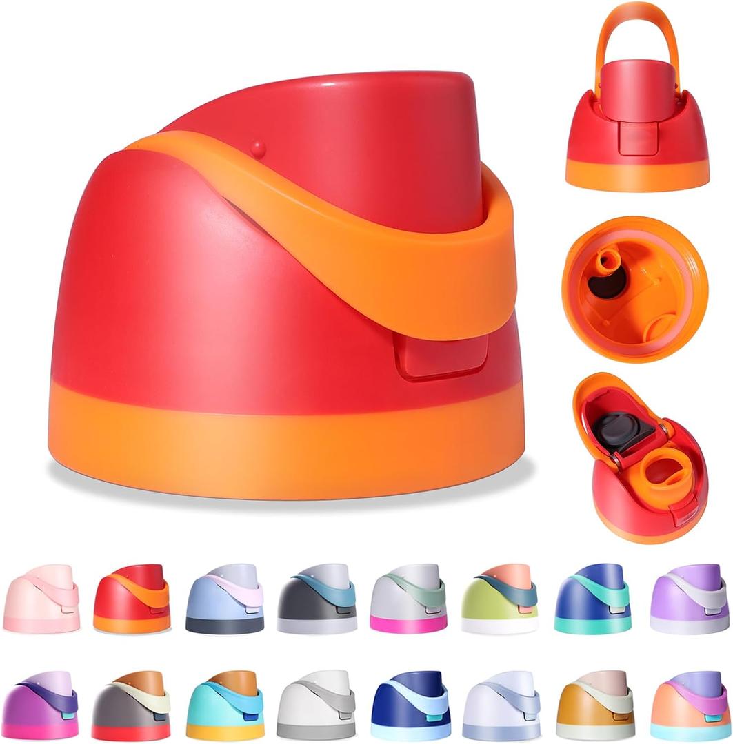 Replacement Lid for Owala Freesip, Compatible with Owala Cup 16oz 24oz 32oz 40oz, One Button Water Bottle Top Lid Replacement Accessory, Leakproof, BPA-Free, Orange Red