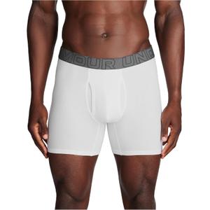 Under Armour Men's 3-Pack Performance Cotton Boxer Brief, 6" Inseam, All-Day Comfort & Ultra-Soft (5X-Large, White Solid - Core)