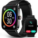 AI Voice-Controlled Smart Watches with 1.85" Screen - IP68 Waterproof, 24/7 Heart Rate Monitoring, Stress/Sleep/SpO2 Tracker, 100+ Sports Modes, Weather, Compatible with Android & iOS, Black