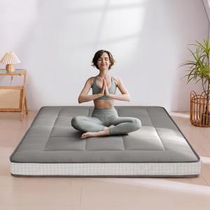 MAXYOYO 6" Extra Thick Floor Futon Mattress, Foldable Japanese Floor Mattress for Adults, Roll Up Tatami Pad for Guest Room, Dark Grey, Full
