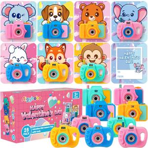 28 Pack Valentines' Day Cards for Kids School, Mini Camera Viewers with Greeting Cards, Valentines' Day Gifts for Kid, Valentines' Party Favors for Boys Girls, Exchange Cards Gift for School Classroom