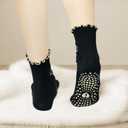 3 Pairs Cute Pilates Grip Socks for Women, Ruffle Yoga Non Slip Barre Socks for Workout & Dance