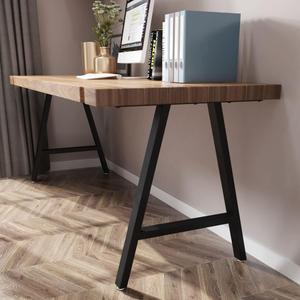 TIEOU Metal Legs for Table A Shape 28" H Tall Industrial Black Table Legs Heavy Duty Metal Desk Legs Set of 2(Without Boards)