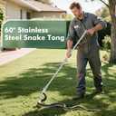 60" Stainless Steel Snake Tong - Foldable Snake Grabber Tool, Sponge Wrapped Non-Slip Grip Handle, 35mm Heavy Duty Tube, Aluminum Snake Jaws & Folded Lock, Snake Catcher for Safe Rattlesnake Catching