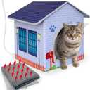 Heated Cat Houses for Indoor/Outdoor Cats with Heated Cat Bed Providing Safe Feral Cats , Easy to Assemble