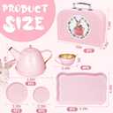 Tea Party Set for Little Girls, Princess Tea Time Toys Including Tin Teapot Set Cups Carrying Case, Toddlers Pretend Role Play Kids Kitchen Toys Birthday Gifts Age 3 4 5 6