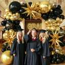 Black and Gold Balloon Garland Arch Kit for 2026 Graduation Birthday Party Retirement Bachelorette Party Prom Anniversary Decorations