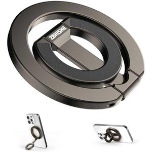 Magnetic Phone Ring for MagSafe Grip [Dual-Sided Magnetic] [Super Magnet] [Magnet Phone Stand Grip Compatible with Car Mounts] Mag Safe Accessory for iPhone 17/16/15/14/13 Pro Max Plus, Grey