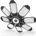 Led Garage Light - 20000LM Super Bright 6500K Garage Lights Ceiling Led w/ 8 Adjustable Panels Garage Shop Light Compatible for E26/E27 Socket Applicable for Workshop Barn Warehouse Attic