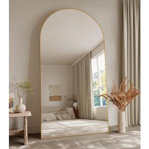 Koonmi 38"x77" Arched Full Length Mirror, Gold Large Floor Mirror with Aluminum Alloy Frame, Standing Hanging or Leaning Wall-Mounted Full Body Mirror for Living Room and Bedroom