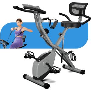 Foldable Exercise Bike Stationary Bikes for Home, 5 IN 1 Indoor Workout Bike, Cycling Bike with 16-Level Quiet Magnetic Resistance, 6.6 LBS Flywheel and 300LBS Capacity, 2025 Designed 817 X-bike