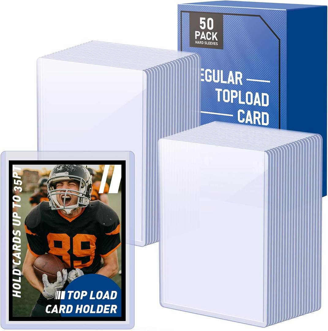 WVM 50 Pack 3x4 Inch Card Sleeves Top Loaders for Cards, Baseball Card Protectors Hard Plastic, Premium Toploaders for Cards, Card Holder Baseball Football Sports and Game Cards