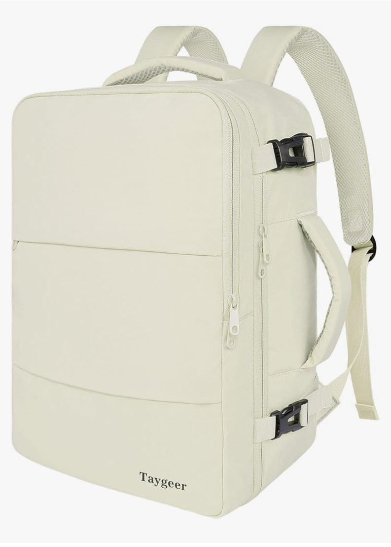 Taygeer Travel Backpack for Women, Carry On Backpack with Shoe Pouch, TSA 15.6" Laptop Back Pack Flight Approved, College Gym Bag Casual Daypack for Weekender Business Hiking,Beige