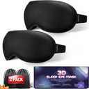 Weighted Sleep Mask for Women Men(2 Pack), 3D Contoured Eye Masks for Sleep, Best Blackout Eye Mask for Travel, Meditation, Airplane, Memory Foam, Adjustable Strap, Black