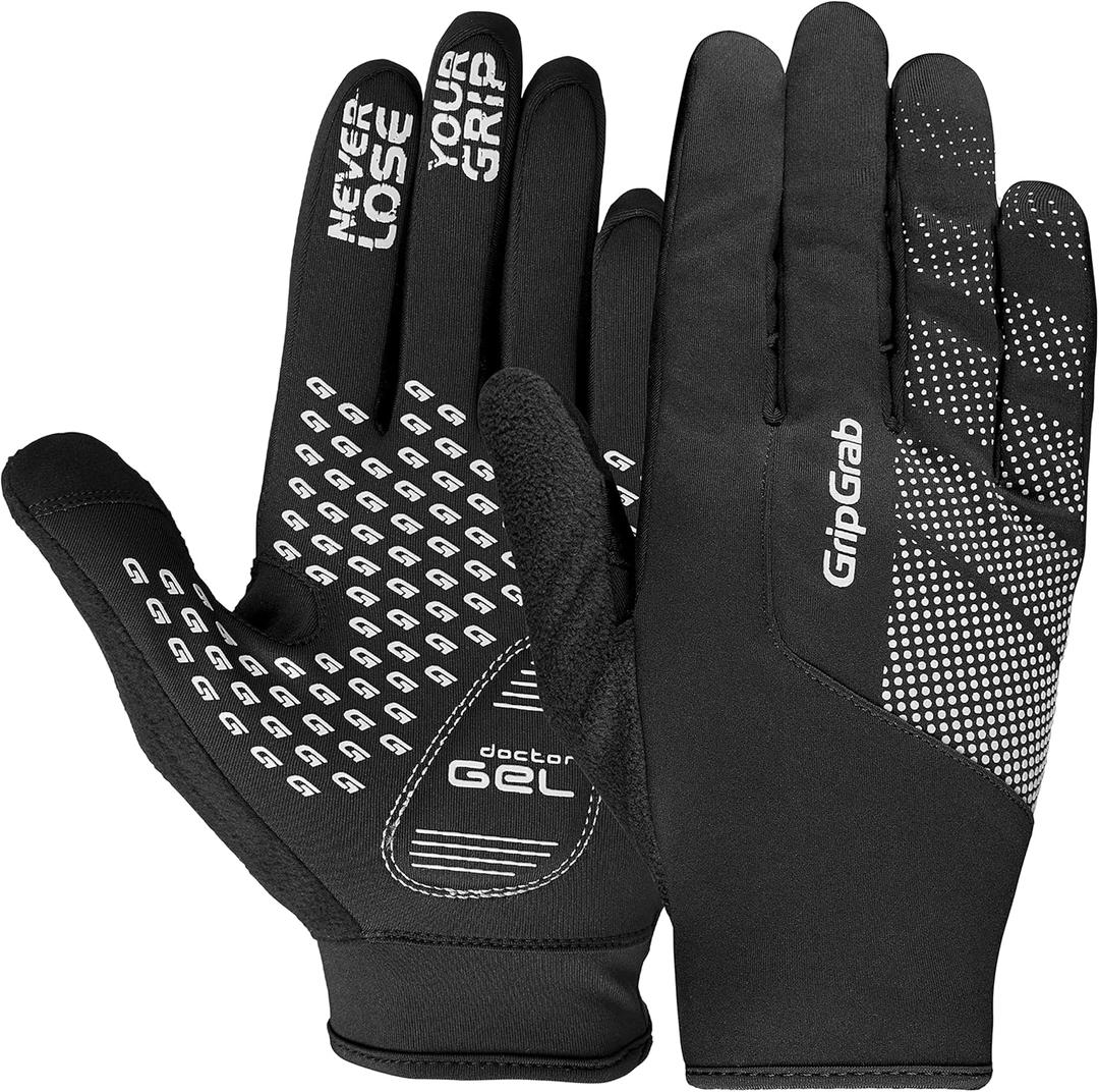 GripGrab Ride Windproof Spring Autumn Cycling Gloves Lightweight Thermal Thin Winter Padded Full Finger Bicycle Glove (Large, Black)