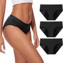 No-side-leaks Leakproof 2.0 Heavy Flow Period Underwear for Women (Medium, Black-3pack)