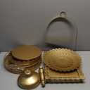 6 Pcs Gold Cake Stands Set, QENUIITEA Cake Display Pedestal Tiered Cupcake Holder Dessert Plate Serving Tower Tray Decorative for Wedding Birthday Party Baby Shower Celebration