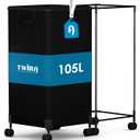 Twira Laundry Basket with Wheels 105L Black x1