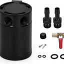 Baffled Oil Catch Can Kit Universal 2 Port Aluminum Oil Separator Reservoir Tank with Drain Valve