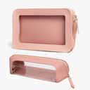 LETGO 2Pack Clear Makeup Bags, TSA Approved Toiletry Bag with Zipper, Clear Makeup Organizer Fit Carry-on Travel Pink Car Accessories Essentials for Women(2Pack-Pink Set)