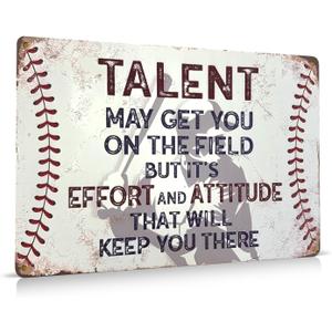 Inspirational Baseball Sign for Boys Room Decor, Vintage Baseball Gifts for Boys, Motivational Quote Sign, Sports Wall Art for Boy Bedroom Decorations, 8x12 Inch