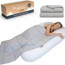 Plufl Hugl Cooling Body Pillow & Breeze Cooling Blanket Set | U-Shaped Memory Foam Pillow for Side Sleepers & Pregnancy | Lightweight Cooling Comforter for Hot Sleepers | Washable Covers | Standard Bundle, White