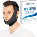 OHELEEP Anti Snore Chin Strap for CPAP Users, Snore Stopper Adjustable, Chin Strap for Sleeping Comfortable Stop Snoring Solution, Anti Snoring Devices Breathable and Reusable, Black, M
