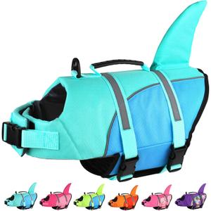 Doglay Dog Life Vest, Ripstop Cute Shark Dog Life Jacket with Superior Buoyancy and Rescue Handle, Adjustable Dog Life Vests for Boating Swimming, Pet Flotation Vest for Small Medium Large Dogs