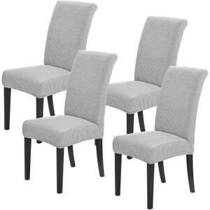 Joccun Chair Covers for Dining Room Set of 4, Dining Chair Slipcovers Stretch Dining Room Chair Covers Seat Protector,Washable Parsons Chair Cover for Home,Hotel,Banquet 14"D x 14"W x 20"H(Silver,4 Pack)
