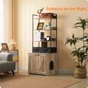 Dwanton Litter Box Enclosure with 3 Storage Shelves and 2 Drawers, 2-in-1 Hidden Cat Litter Box Enclosure Furniture with Shelf, Reversible Entrance, Washable Drawers, 61.8-Inch, Greige