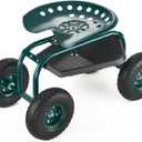 VEVOR Rolling Garden Cart with Swivel Seat, Heavy Duty Garden Seat with Storage Basket & Tool Tray, 300 lbs Weight Capacity, Outdoor Utility Gardening Stool Scooter for Lawn Yard Planting Weeding (Green + Black)