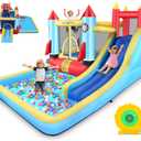 AKEYDIY Bounce House for Big Kids 8-12, Rocket Theme Kids Inflatable Bounce House for 3-6,with Slide, Climbing Wall, Bouncer Area, Pool, Bounce Castle with Blower for Indoor Outdoor Backyard Gift