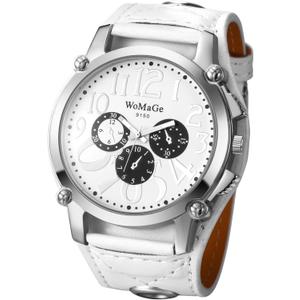 Avaner Men's Oversize Steampunk Watches: Retro Wide Band Analog Quartz Leather Strap Big Face Large Dial Wrist Watch