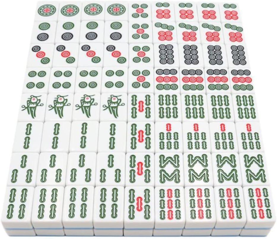 Chinese Mahjong Set Authentic Chinese No Numeric Code 0.8" Tall Tiles Mah-Jong Portable Travel Majhong Games Set for Home Party Family