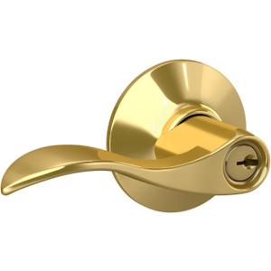 Schlage F51A ACC 505 Accent Door Lever, Keyed Entry Lock, Bright Brass