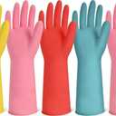 Rubber Cleaning Gloves for Dishwashing-5 Pairs Colorful Reusable Household Cleaning Glove for Washing Dishes and Kitchen Cleaning Non-Slip Grip Dish Gloves for Women Men (Medium)