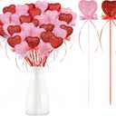 Yen Jean 70Pcs Valentines Day Foam Heart Glitter Picks - Red Pink Sparkly Sticks for Flower Arrangements Floral Bouquet Home Supplies Decorations