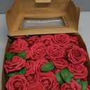 InnoGear Artificial Flowers, 50 Pcs Dark Red Foam Fake Roses Bulk with Stems for Mother's Gift Decoration Celebration DIY Wedding Bouquets Centerpieces Bridal Shower Party Christmas Tree