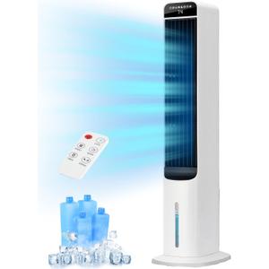 MEPTY 3-IN-1 Evaporative Air Cooler, 41inch Cooling Fans that Blow Cold Air with 120 Oscillation, 12H Timer,3 Speeds, Portable Swamp Cooler for Bedroom Office, Windowless Portable Air Conditioners