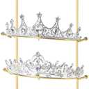 Byken 4 Tier Crown Holder,Tiara Organizer,.Golden Bridal Headdress Display Stand for Selling,Headband Ear Crown Storage Tower,Jewelry Holder for Girls Wedding Home Shop Store (Gold)