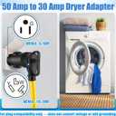 Kanayu NEMA 6-50P to 10-30R 30amp Dryer Adapter3 Prong Male Plug to 3 Female Receptacle Welder to Old Style Dryer Power and EV Power Cord Connector