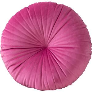 HLOVME Round Pillow Cushion for Couch Velvet Decorative Small Throw Pillow Solid Color for Living Room Bed Floor 15.7, Hot Pink