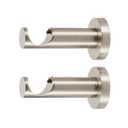 Ivilon Ceiling or Wall Mount Curtain Rod Brackets Holders for Curtain Rods of 7/8 and 1 Inch Diameter. Set of 2. Color Brushed Nickel