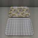 2 Pcs Hydrangea Flower Serving Trays Melamine Platter Spring Summer Blue Plaid Floral Serving Dishes for Party Sharing Snack Fruit Dessert Supplies, 10 x 13 Inch