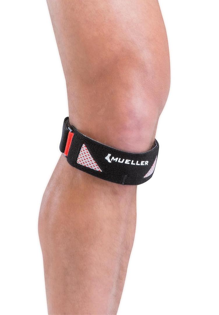 MUELLER Sports Medicine Advanced Patella Strap, Knee Pain Relief Support for Men and Women, Ideal for Osgood-Schlatter's, Runner's Knee, Patellar Tendinitis, Black, One Size