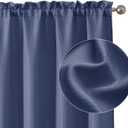 Chyhomenyc Bennet Blue Curtains 54 Inch Length 2 Panels, Faux Linen Textured Semi Sheer Light Filtering Soft Airy Rod Pocket Window Treatment Drapes for Living Room Bedroom, Each 30" Wx54 L